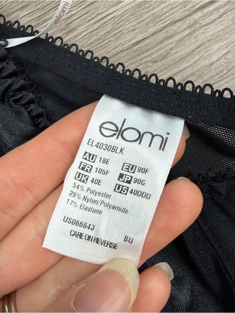 Elomi Cate Full Figure Underwire Lace Cup Bra Black Size 40DDD - Picture 3 of 5